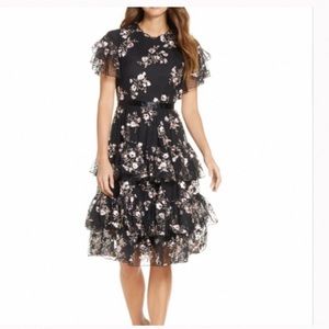 Rachel Parcell Embroidered Black Tier Dress